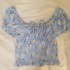 NWT Planet Gold blue daisies blouse, size large